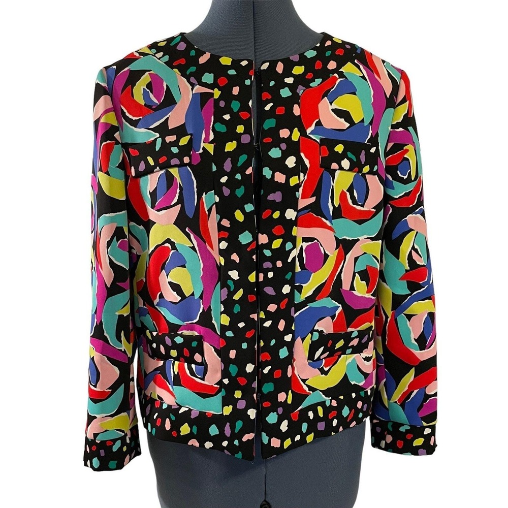 Moschino Boutique Floral Geo Maximalist Bold Longsleeve Crop Jacket‎ Romantic 12